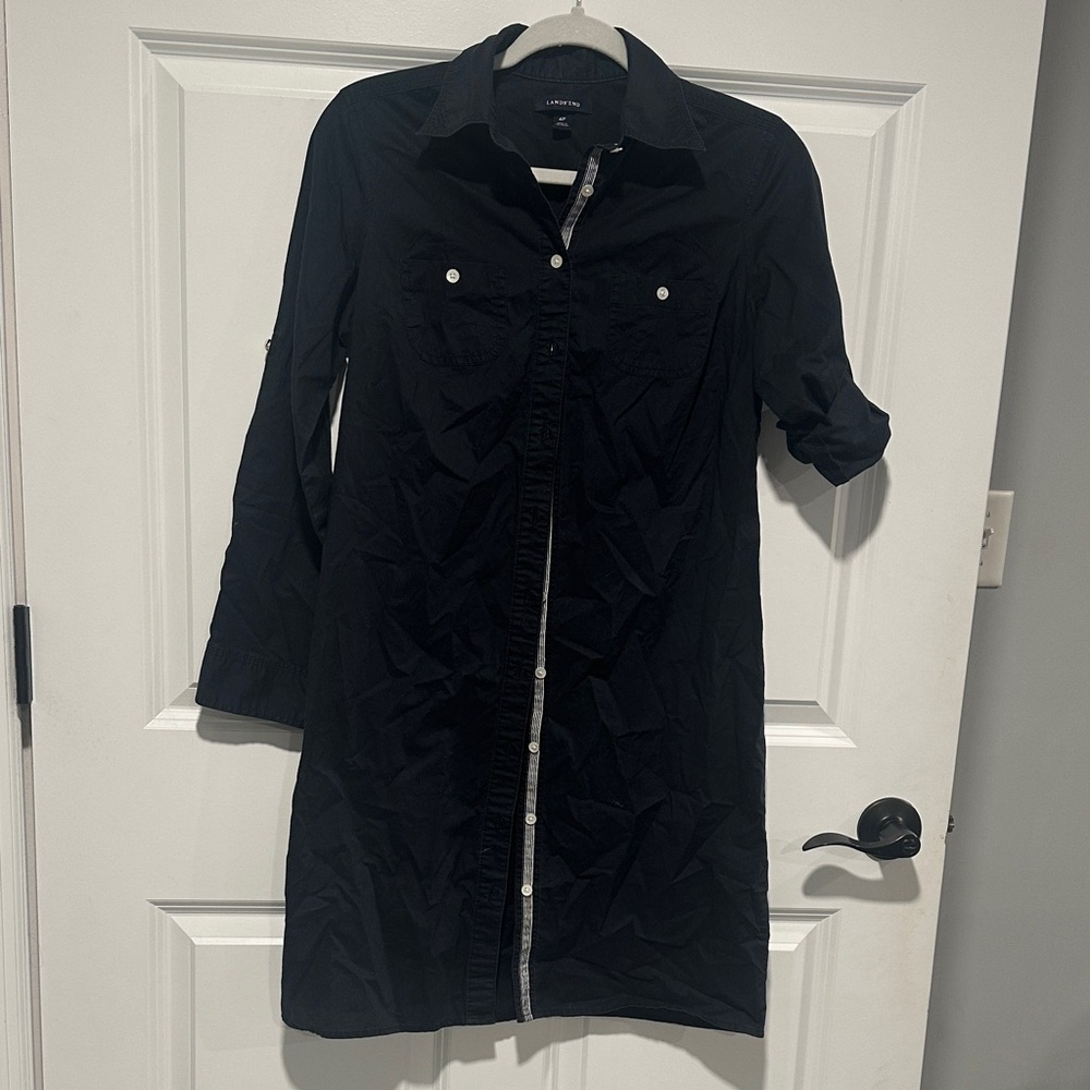 Lands' End Black Long Sleeve Dress